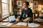 Freelancer building a long-term investment portfolio on a laptop without a 401k