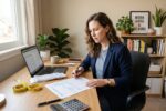 Person reviewing home office deduction mistakes on tax documents at a home desk