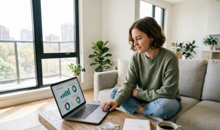 Beginner investor reviewing a step-by-step plan to start investing with 500 dollars on a laptop