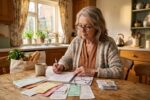 Retired couple reviewing budget and spending tips on fixed income at home