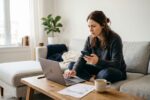 Person reviewing recurring subscription charges on a laptop to find subscription audit savings