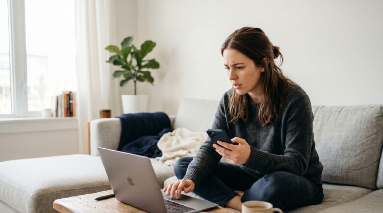 Person reviewing recurring subscription charges on a laptop to find subscription audit savings