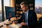 Investor reviewing tax-loss harvesting strategies on a financial dashboard