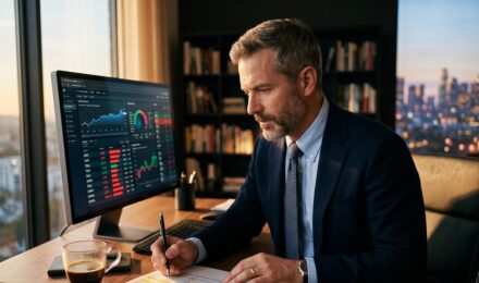 Investor reviewing tax-loss harvesting strategies on a financial dashboard